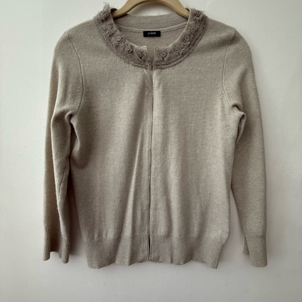 J. Crew Gray Sweater with Embellished Collar
